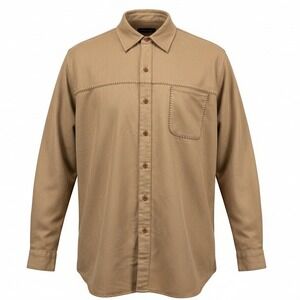 Cherokee Men's‎ Faux Suede Button Up Shirt Tan Brown Long Slv Size L Vintage Y2K